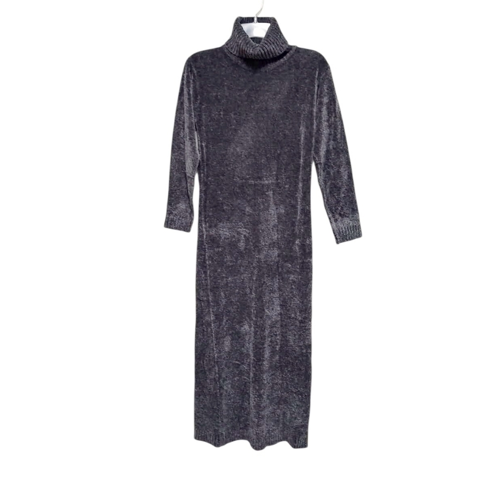 Vintage Chenille Maxi Dress Teddy Knit Smokey Grey